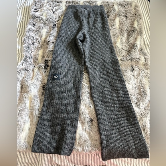 ALO -Cashmere High-Waist P Waffle Pants- dark gray sz XXS - Picture 2 of 5